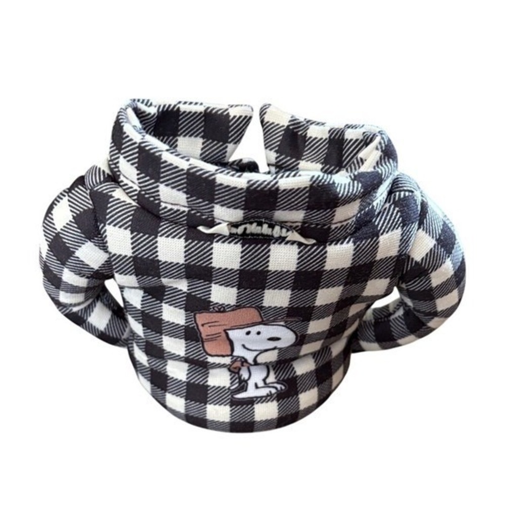 Peanuts Snoopy Black Checkered Can Cooler Insulated Puffin‎ Drinkware GIFT NWOT